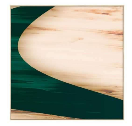 Tela Emoldurada Abstrato Moderno com Tons Verdes 103x103cm