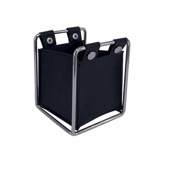 PORTA UTENSILIOS METAL E COURO SINTETICO PRETO